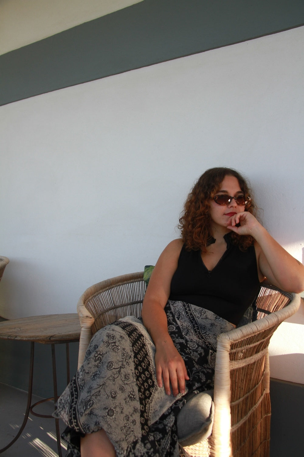 Black and grey patterned maxi skirt