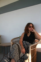 Black and grey patterned maxi skirt