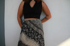 Black and grey patterned maxi skirt