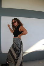 Black and grey patterned maxi skirt