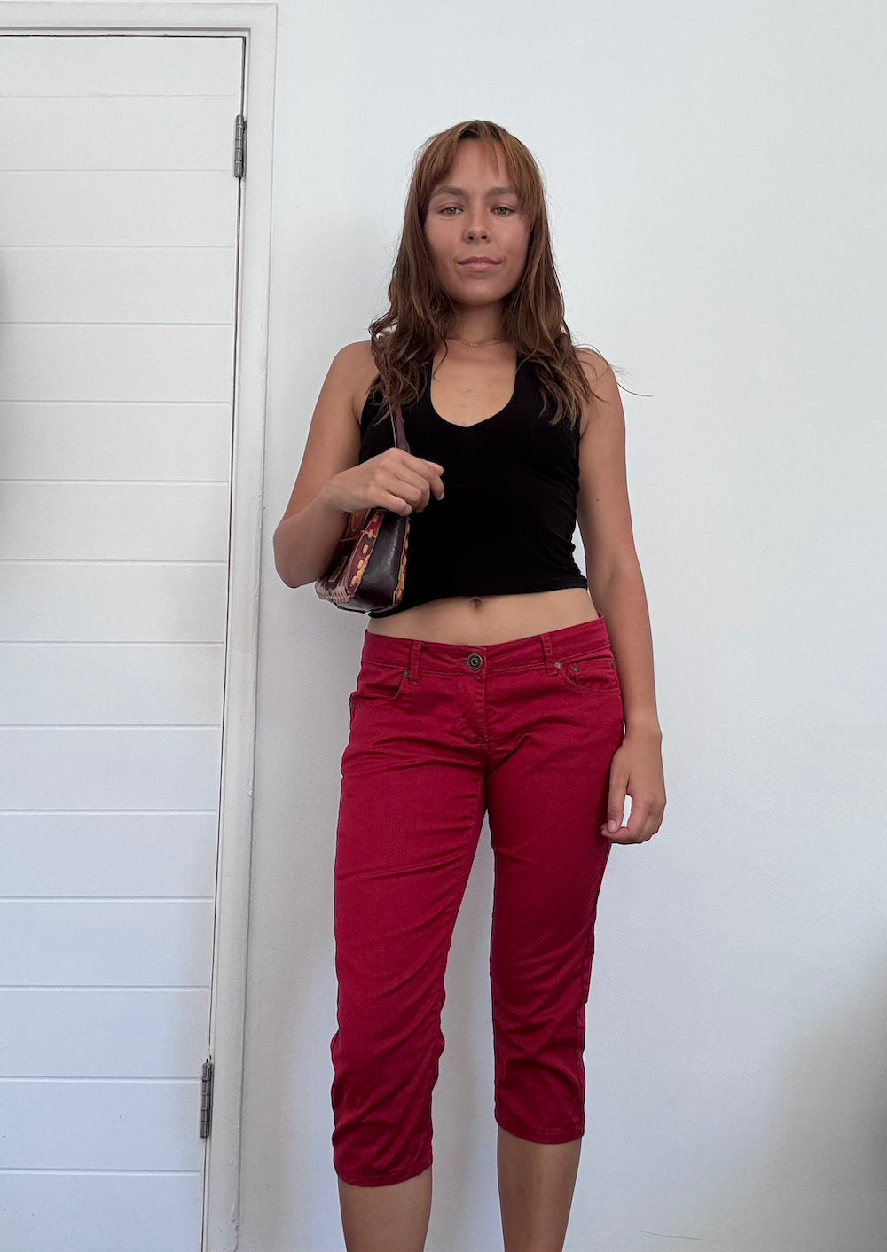 Red capri pants