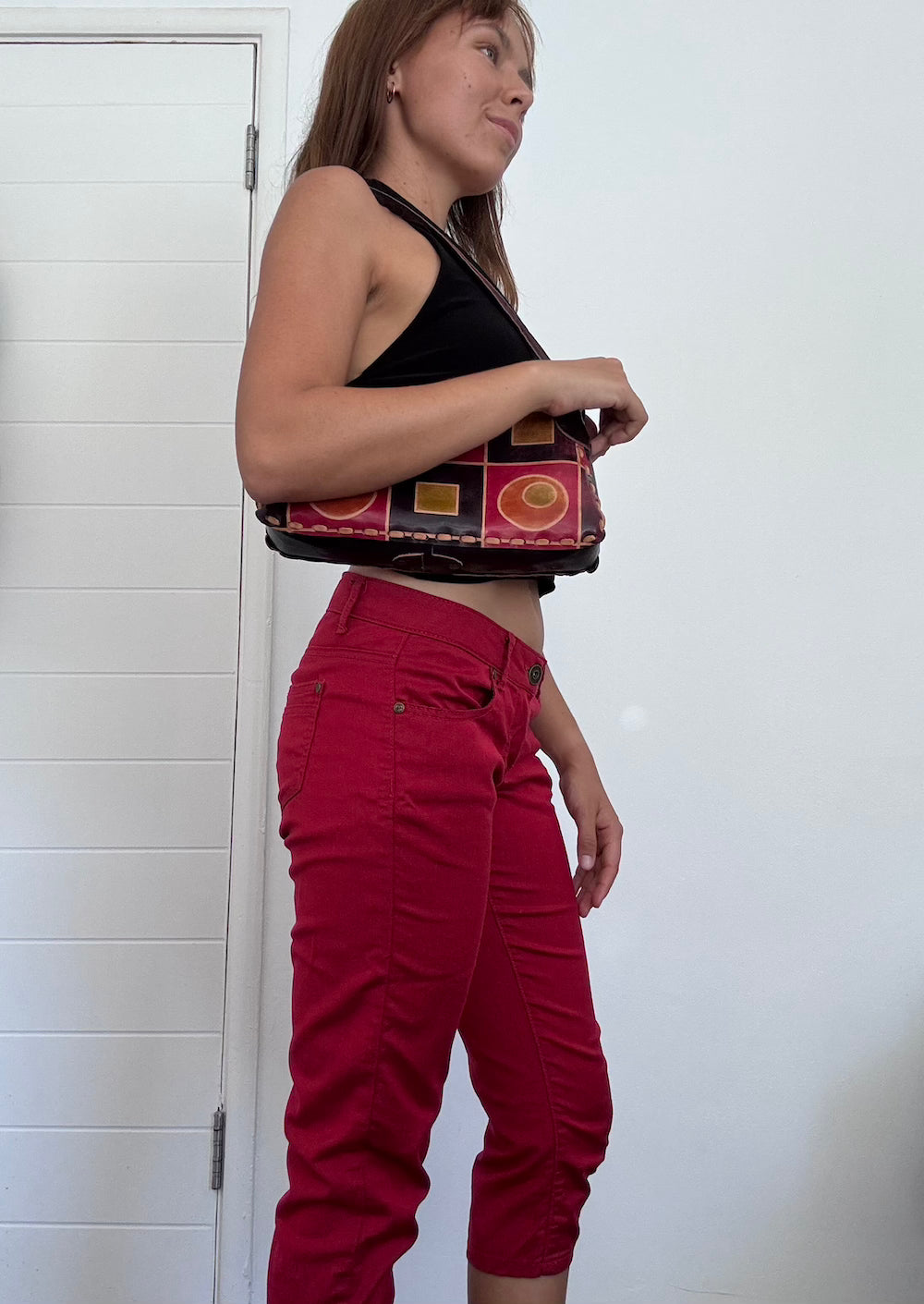 Red capri pants