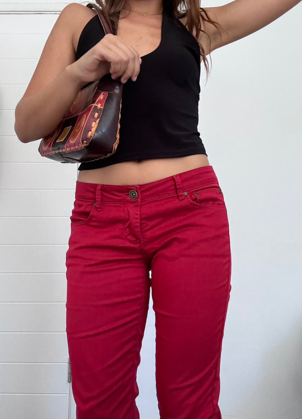 Red capri pants