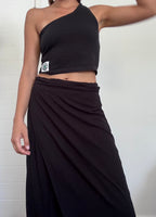 Black wrap midi skirt