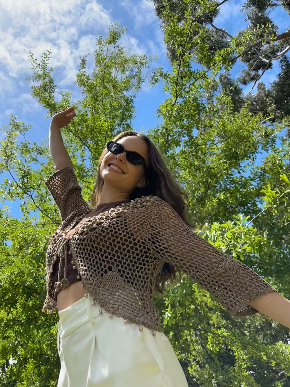 Knitted Brown Crochet Top