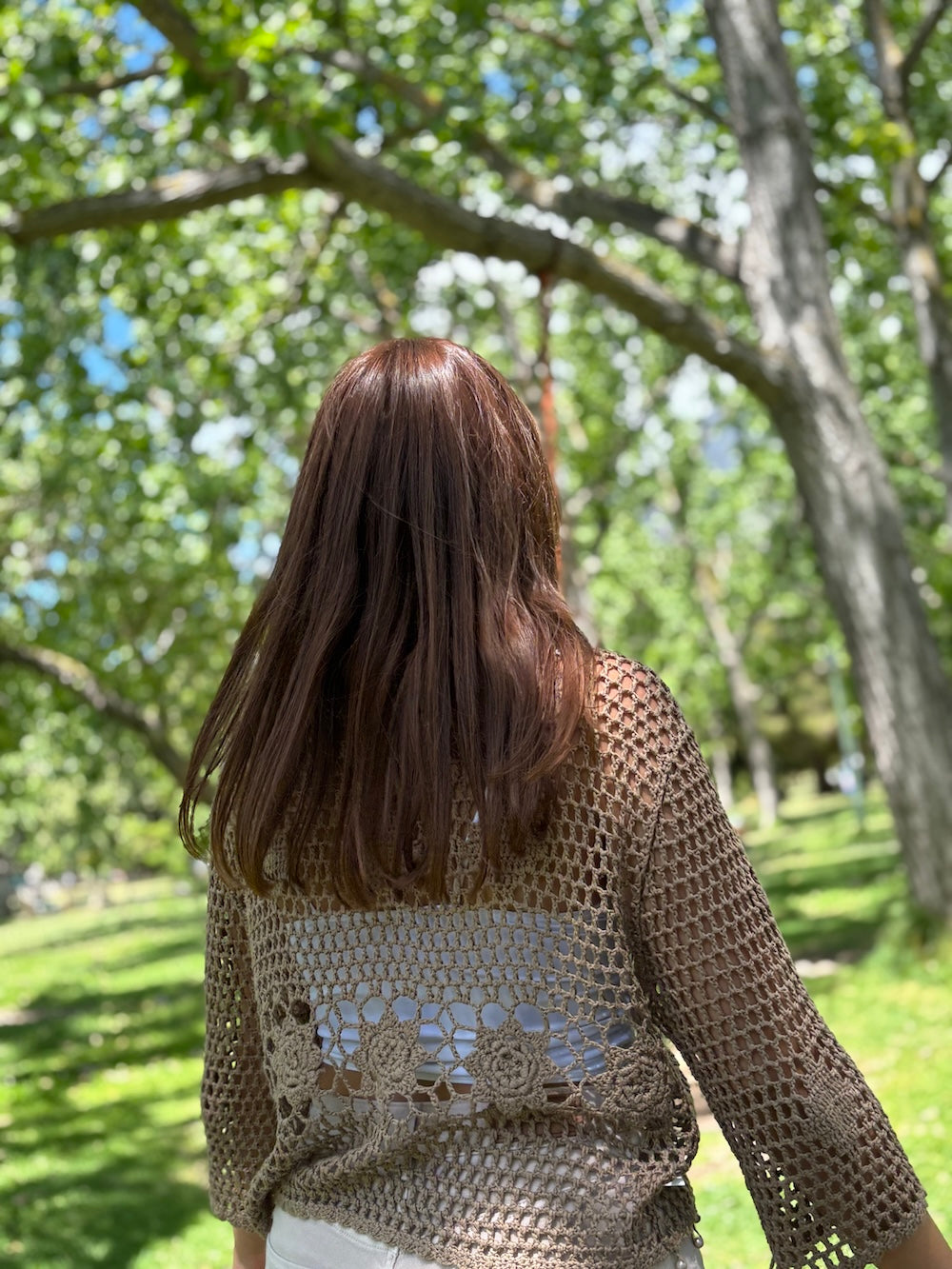 Knitted Brown Crochet Top