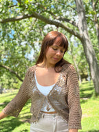 Knitted Brown Crochet Top