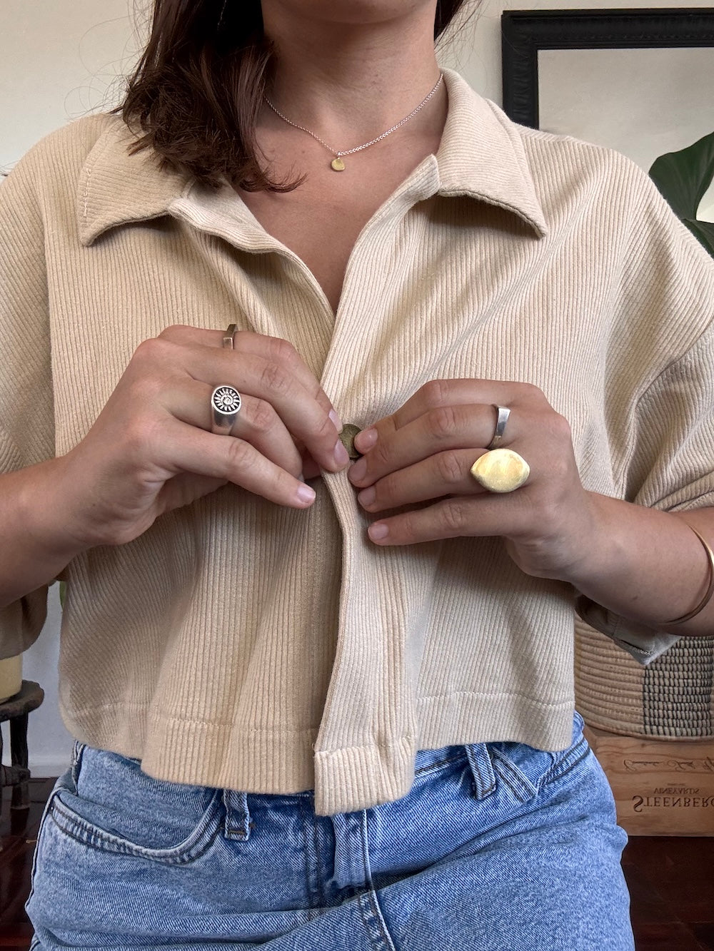 Beige cropped shirt