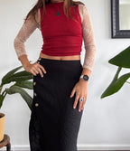 Black button up midi skirt