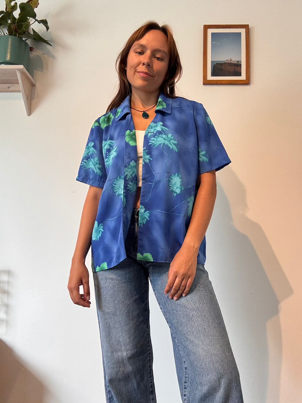 Blue floral shirt