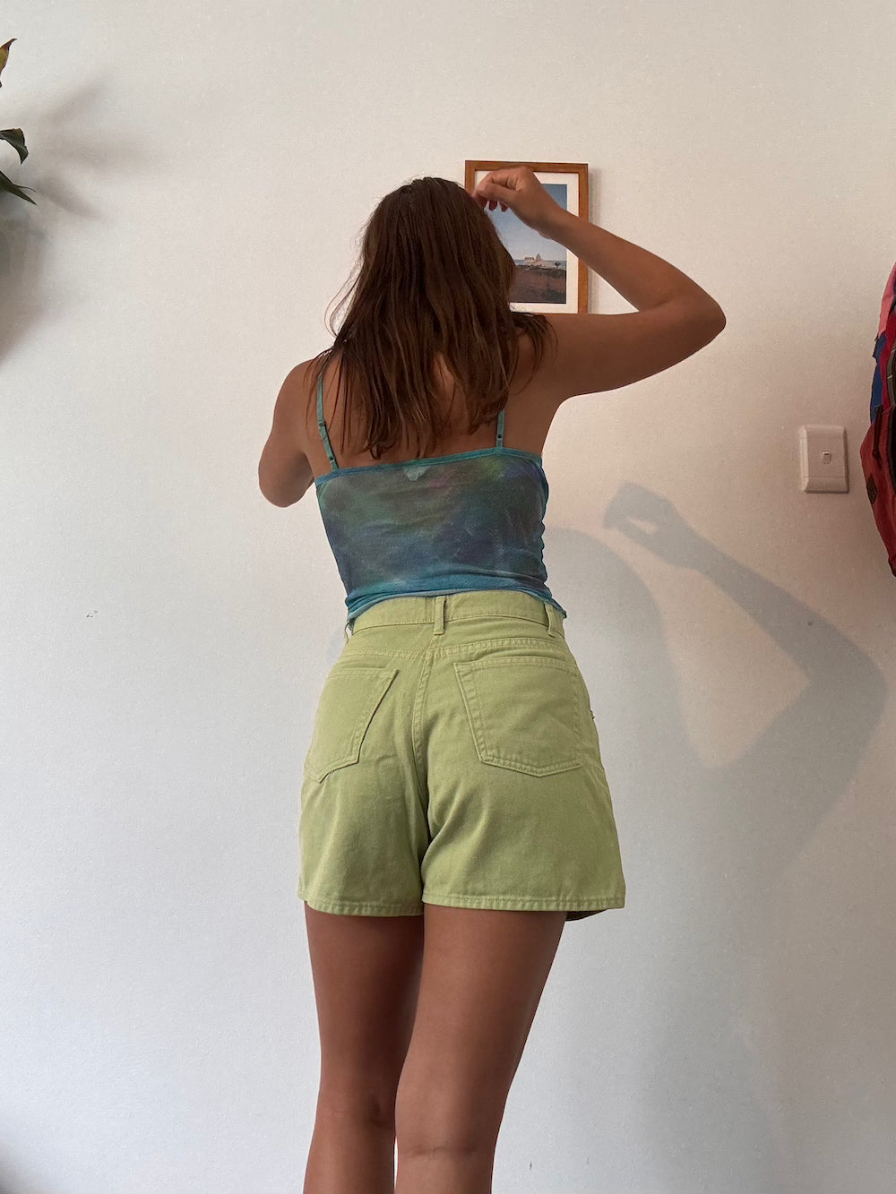 Lime green high waisted shorts