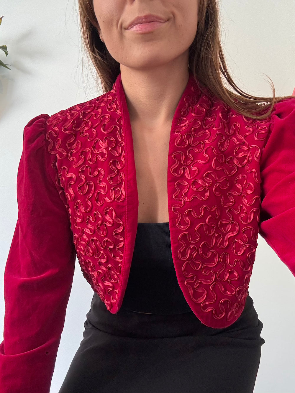 Red cropped jacket