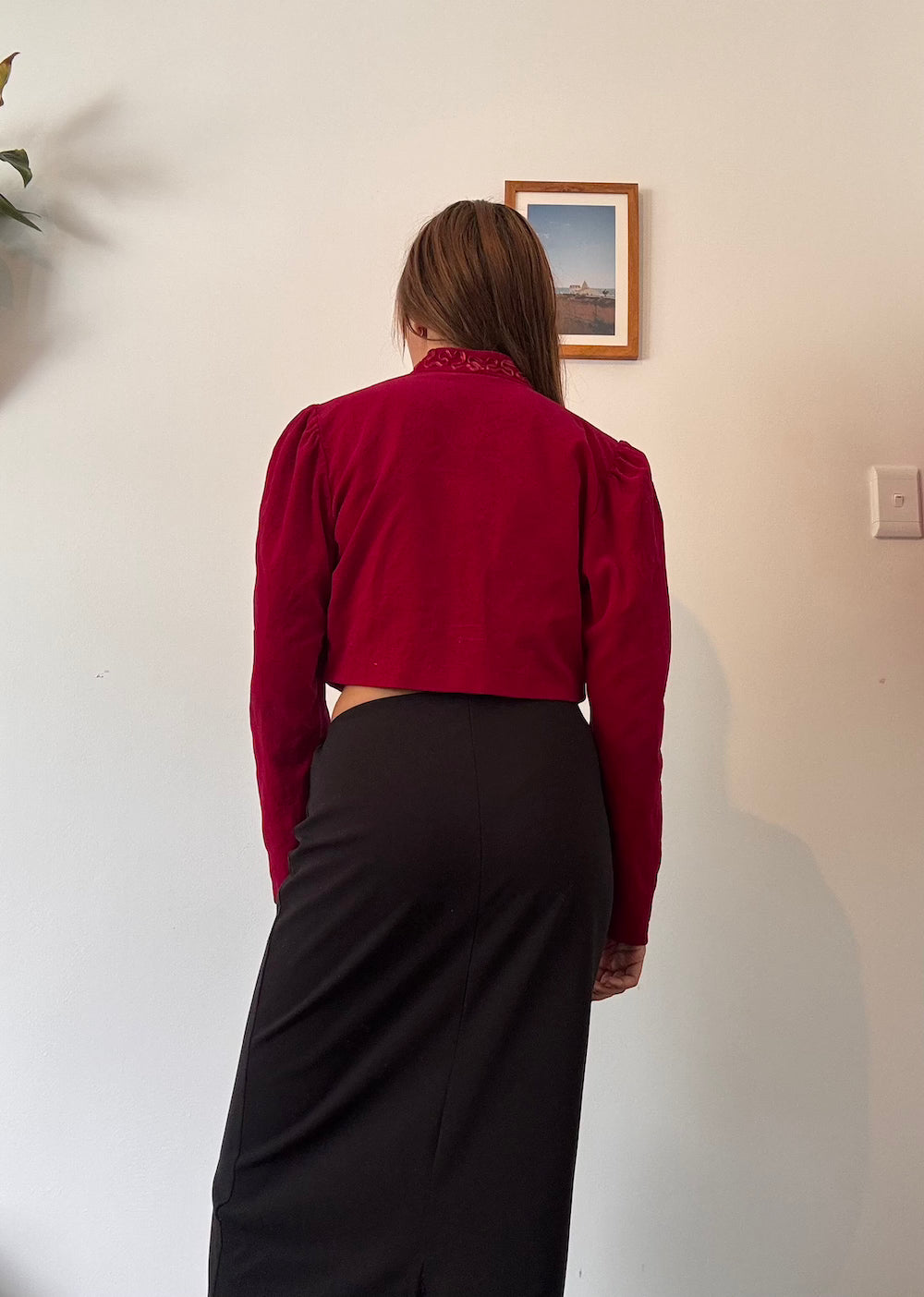 Red cropped jacket