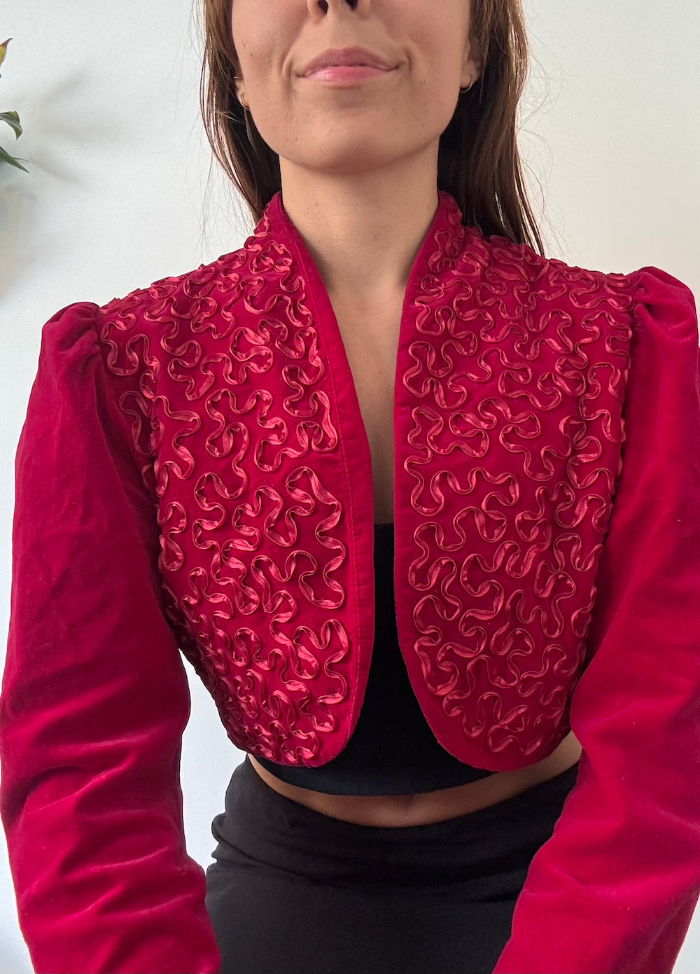 Red cropped jacket