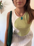 Green and white swirl tank