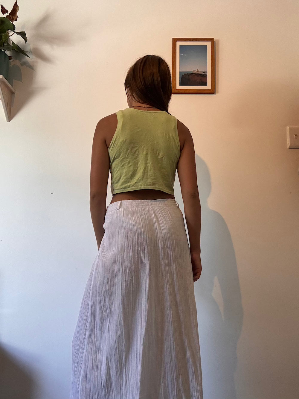 Green and white swirl tank