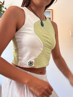 Green and white swirl tank
